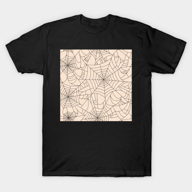 Copy of Spiderwebs - black on ecru T-Shirt by SugarPineDesign